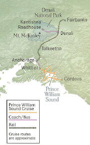 Glacier Wonderlnad Cruise + Extraordinary Wilderness Lodge 10 Days, 9 Nights Fairbanks to Whittier/Anchorage