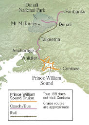Cruise Alaska Glacier Wonderland Cruise plus Denali National Park Fairbanks to Whittier/Anchorage,Alaska.
