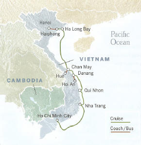 Vietnam Cruise 91a Hanoi to Ho Chi Minh City 12 Days, 11 Nights or Reverse Cruise 92a