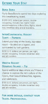 *Extend Your Stay - 2 Days Bora Bora Exploration, Inter Continental Resort, Papeete, Westin Resort Denarau Island Fiji